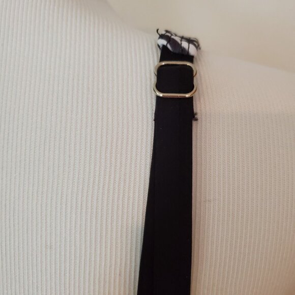 Yonique Twist Front V Neck Tummy Control Swim Top Size XL Black & White Striped - Picture 13 of 13